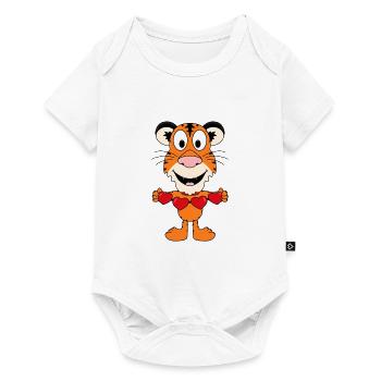 TIGER - LIEBE - TIER - KIND - BABY - Baby Premium Kurzarmbody - Weiß - Vorne