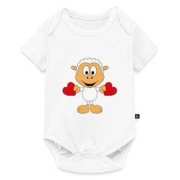 SCHAF - LIEBE - HERZEN - TIER - KIND - BABY - Baby Premium Kurzarmbody - Weiß - Vorne
