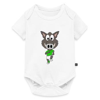 WILDSCHWEIN - JOGGEN - SPORT - TIER - KIND - BABY - Baby Premium Kurzarmbody - Weiß - Vorne
