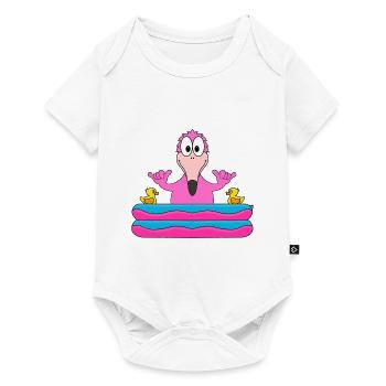 FLAMINGO - PLANSCHBECKEN - SOMMER - BADEN - SHAKA - Baby Premium Kurzarmbody - Weiß - Vorne