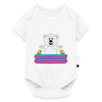 EISBÄR - POOL - PLANSCHBECKEN - SOMMER - TIERISCH - Baby Premium Kurzarmbody - Weiß - Vorne