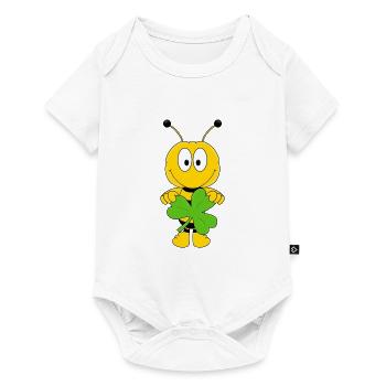 BIENE - KLEE - KLEEBLATT - TIER - KIND - BABY - Baby Premium Kurzarmbody - Weiß - Vorne