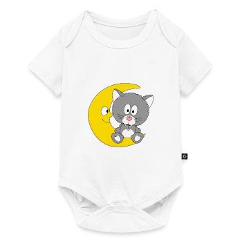 MOND - KATZE - TIER - KIND - BABY - Baby Premium Kurzarmbody - Weiß - Vorne