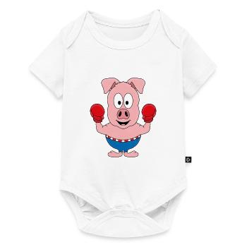BOXER - SCHWEIN - BOXEN - KAMPFSPORT - TIER - Baby Premium Kurzarmbody - Weiß - Vorne