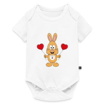 HASE - LUFTBALLONS - HERZEN - LIEBE - LOVE - Baby Premium Kurzarmbody - Weiß - Vorne