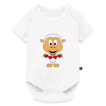 SCHAF - HERZEN - LIEBE - LOVE - TIER - TIERISCH - Baby Premium Kurzarmbody - Weiß - Vorne