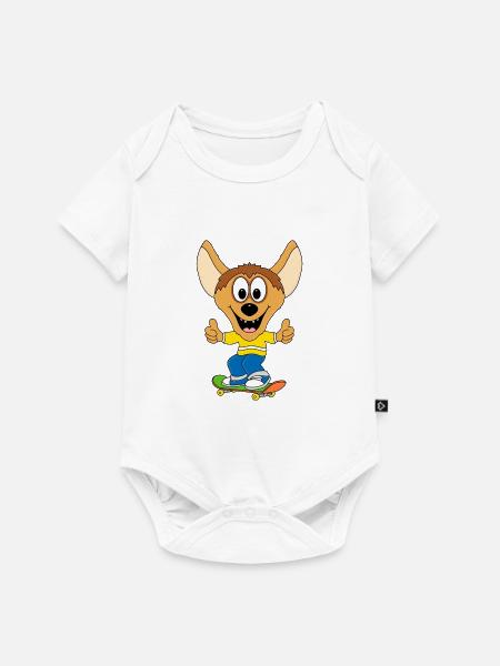 SKATEBOARD - HYÄNE - TIER - SPORT - KINDER - Baby Premium Kurzarmbody - Weiß