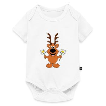 REH - BLUMEN - TIER - KINDER - BABY - LIEBE - Baby Premium Kurzarmbody - Weiß - Vorne