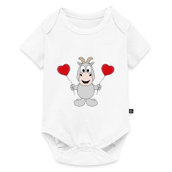 ZIEGE - LIEBE - LOVE - TIER - TIERISCH - KINDER - Baby Premium Kurzarmbody - Weiß - Vorne