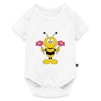 BIENE - BLUMEN - BIENCHEN MIT BLÜMCHEN - Baby Premium Kurzarmbody - Weiß - Vorne