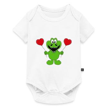 KROKODIL - LUFTBALLONS - LIEBE - LOVE - TIER - Baby Premium Kurzarmbody - Weiß - Vorne