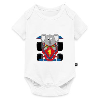 KOALA - RENNAUTO - RENNFAHRER - AUTORENNEN - Baby Premium Kurzarmbody - Weiß - Vorne