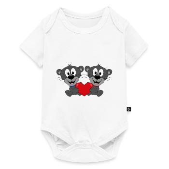 PANTHER - LIEBE - LOVE - TIERE - VERLIEBT - Baby Premium Kurzarmbody - Weiß - Vorne