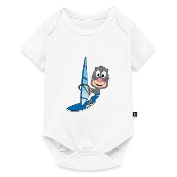WINDSURFEN - MAULWURF - WINDSURFER - WASSERSPORT - Baby Premium Kurzarmbody - Weiß - Vorne