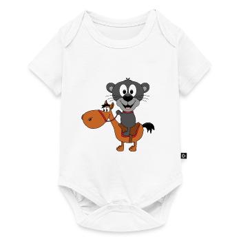 PANTHER - PFERD - REITEN - REITSPORT - TIERISCH - Baby Premium Kurzarmbody - Weiß - Vorne