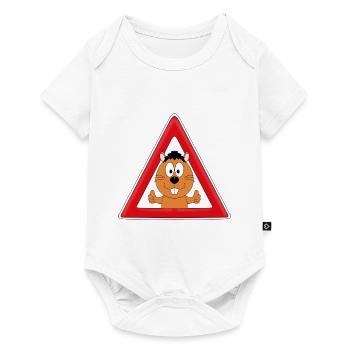 ACHTUNG - BIBER - OTTER - MARDER - TIERISCH - Baby Premium Kurzarmbody - Weiß - Vorne