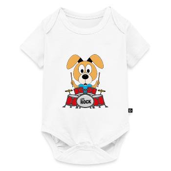 HUND - SCHLAGZEUG - MUSIK - TIER - TIERISCH - Baby Premium Kurzarmbody - Weiß - Vorne