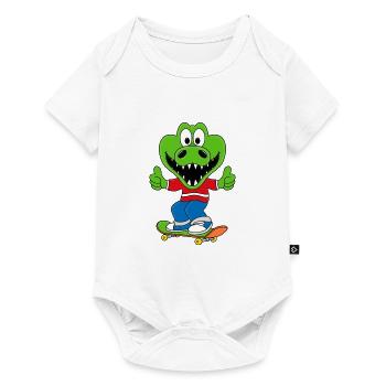 KROKODIL - SAKTEBOARD - FUNSPORT - TIERISCH - Baby Premium Kurzarmbody - Weiß - Vorne