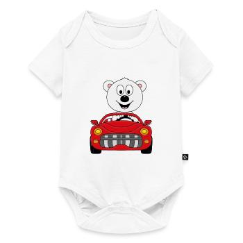 EISBÄR - AUTO - CABRIO - TIER - TIERISCH - Baby Premium Kurzarmbody - Weiß - Vorne