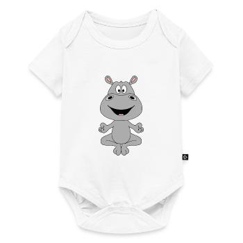 YOGA - NILPFERD - TIER - PILATES - TIERISCH - Baby Premium Kurzarmbody - Weiß - Vorne