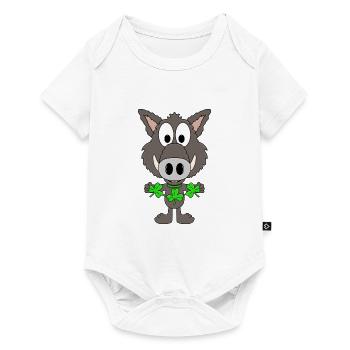 WILDSCHWEIN - KLEEBLÄTTER - TIER - TIERISCH - Baby Premium Kurzarmbody - Weiß - Vorne