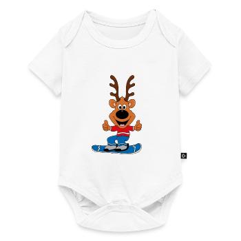 REH - RENTIER - SNOWBOARD - SPORT - TIER - Baby Premium Kurzarmbody - Weiß - Vorne