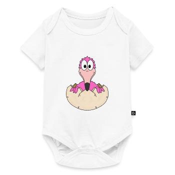 FLAMINGO - BABY - KIND - GEBURT - EI - TIER - Baby Premium Kurzarmbody - Weiß - Vorne