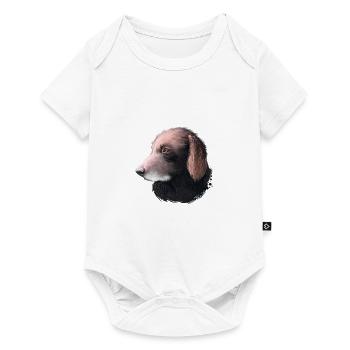 Curly Coated Retriever Hund Aquarell Illustration - Baby Premium Kurzarmbody - Weiß - Vorne