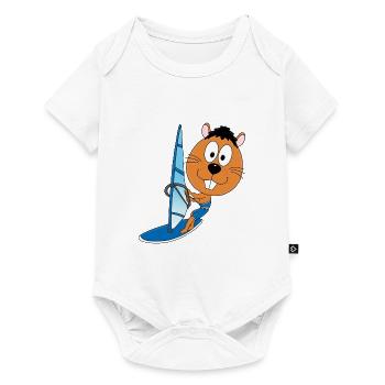 BIBER - OTTER - MARDER - WINDSURFER - SURFER - Baby Premium Kurzarmbody - Weiß - Vorne