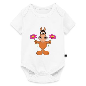 PFERD - PONY - BLUMEN - REITEN - LIEBE - LOVE - Baby Premium Kurzarmbody - Weiß - Vorne