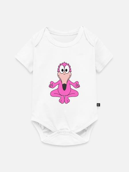 FLAMINGO - YOGA - TIER - VOGEL - TIERISCH - FUN - Baby Premium Kurzarmbody - Weiß