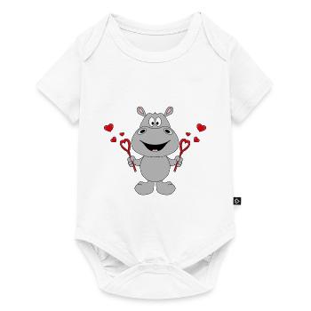 NILPFERD - HIPPO - SEIFENBLASEN - LIEBE - LOVE - Baby Premium Kurzarmbody - Weiß - Vorne