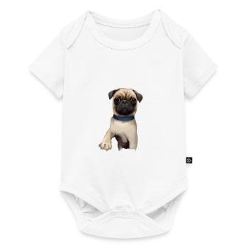 Pug Dog Aquarelle Peinture Illustration - Body à manches courtes Premium Bébé - blanc - Devant