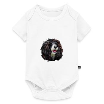 Russischer Spaniel Hund Aquarell Skizze Illustration - Baby Premium Kurzarmbody - Weiß - Vorne