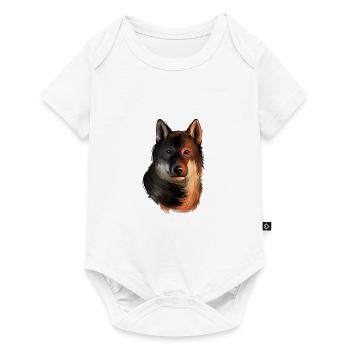 Shikoku Dog Watercolor Sketch Illustration - Baby Premium short-sleeve bodysuit - white - Front