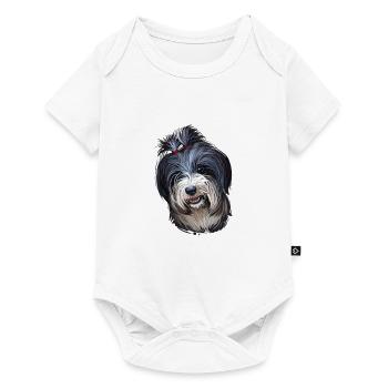 Tibetan Terrier Dog Watercolor Sketch Illustration - Baby Premium short-sleeve bodysuit - white - Front