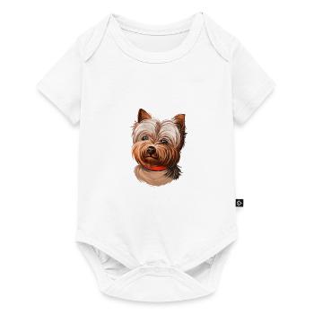 Yorkshire Terrier Dog Watercolor Illustration - Baby Premium short-sleeve bodysuit - white - Front