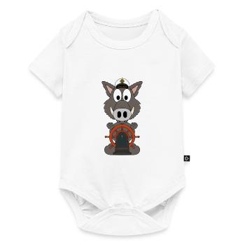 WILDSCHWEIN - KAPITÄN - MEER - SEE - TIER - BOOT - Baby Premium Kurzarmbody - Weiß - Vorne