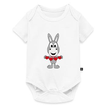 LIEBE - LOVE - ESEL - HERZEN - TIER - KIND - BABY - Baby Premium Kurzarmbody - Weiß - Vorne