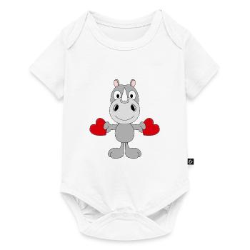 LIEBE - LOVE - NASHORN - TIER - KIND - BABY - FUN - Baby Premium Kurzarmbody - Weiß - Vorne