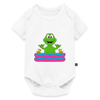 PLANSCHBECKEN - POOL - FROSCH - TIER - BABY - Baby Premium Kurzarmbody - Weiß - Vorne