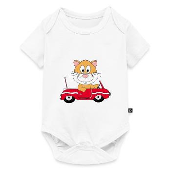 HAMSTER - AUTO - TIER - KIND - BABY - TIERISCH - Baby Premium Kurzarmbody - Weiß - Vorne