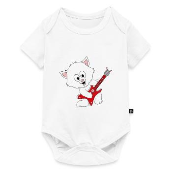GITARRE - MUSIK - KATZE - TIER - KIND - BABY - Baby Premium Kurzarmbody - Weiß - Vorne