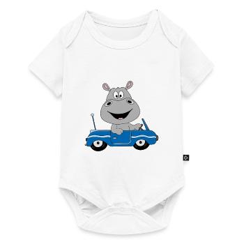 FLUSSPFERD - NILPFERD - HIPPO - AUTO - TIERISCH - Baby Premium Kurzarmbody - Weiß - Vorne