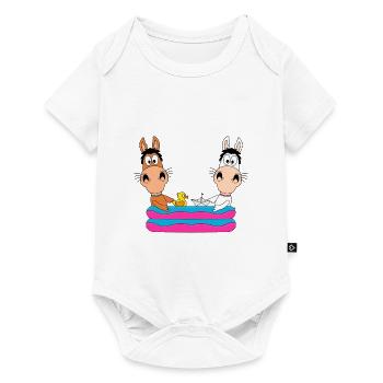 PFERDE - PLANSCHBECKEN - SOMMER - LIEBE - PONYS - Baby Premium Kurzarmbody - Weiß - Vorne