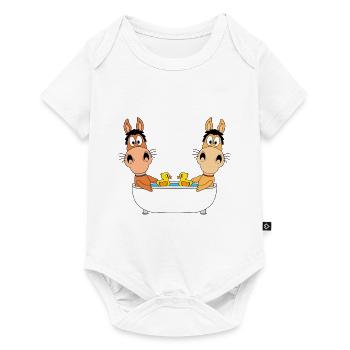 PONYS - PFERDE - BADEWANNE - TIERE - TIERISCH - Baby Premium Kurzarmbody - Weiß - Vorne
