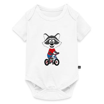 FAHRRADFAHRER - WASCHBÄR - TIERISCH - FAHRRAD - Baby Premium Kurzarmbody - Weiß - Vorne