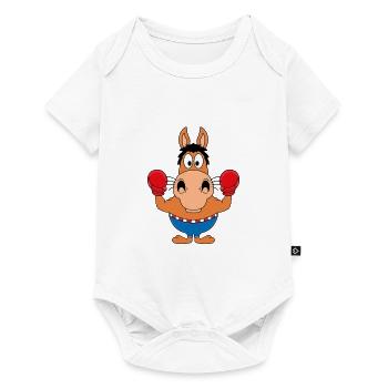 BOXER - PFERD - PONY - BOXEN - TIERISCH - SPORT - Baby Premium Kurzarmbody - Weiß - Vorne