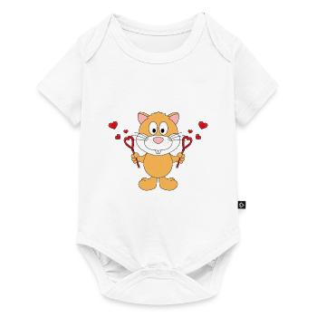 HAMSTER - SEIFENBLASEN - HERZEN - LIEBE - VERLIEBT - Baby Premium Kurzarmbody - Weiß - Vorne