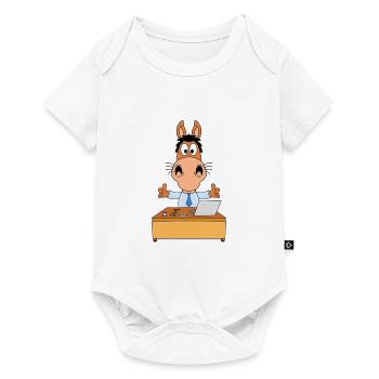 BÜROHENGST - PFERD - PONY - ARBEIT - JOB - BERUF - Baby Premium Kurzarmbody - Weiß - Vorne